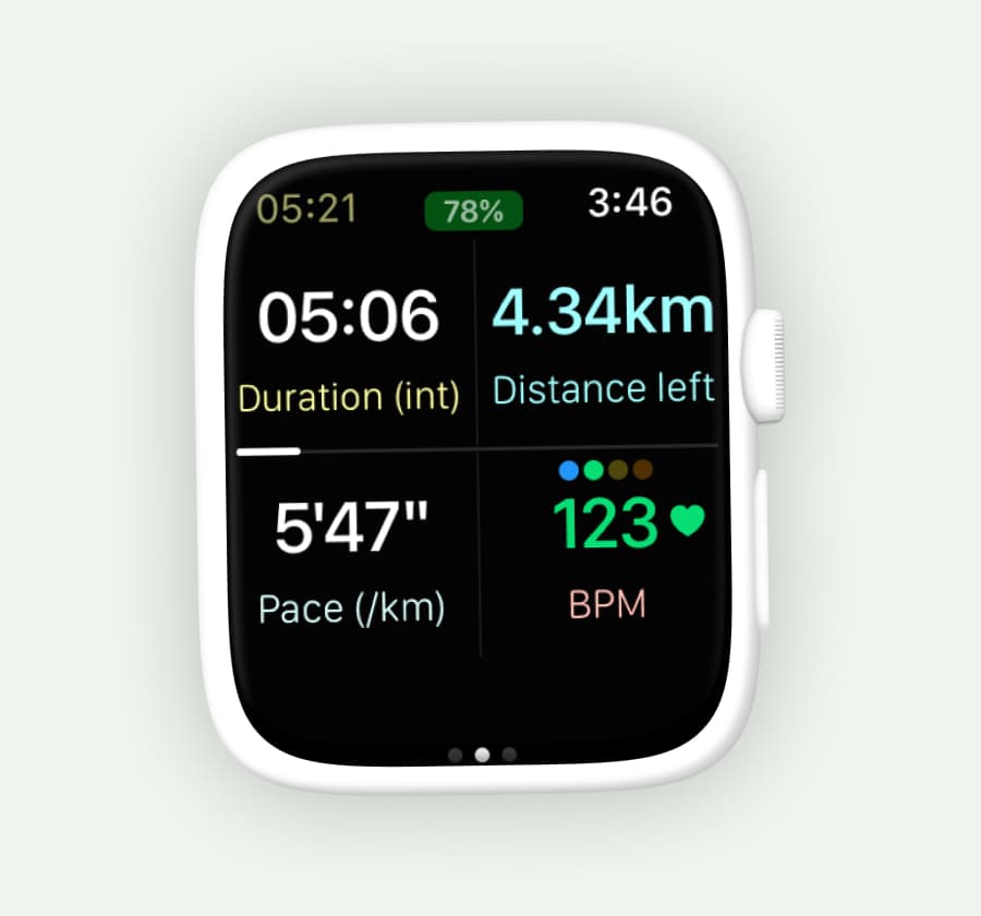 Watchletic workout display on Apple Watch