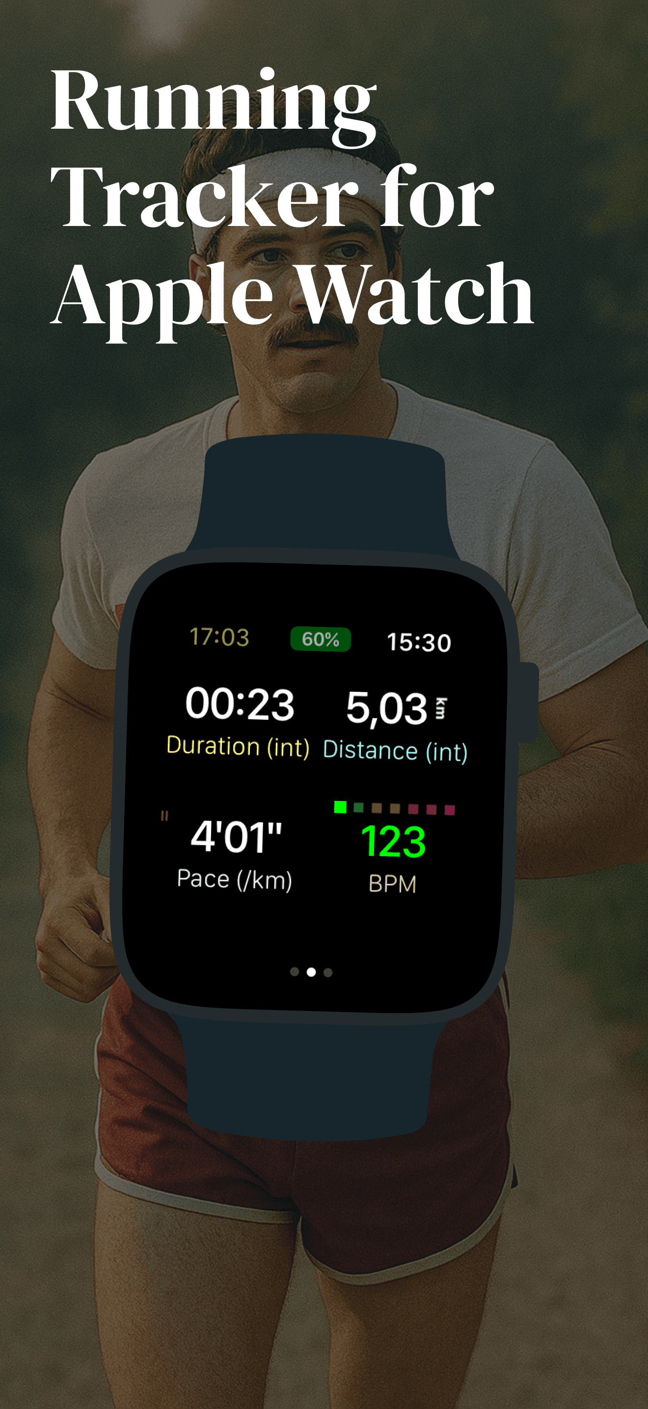 Watchletic Apple Watch running workout screen